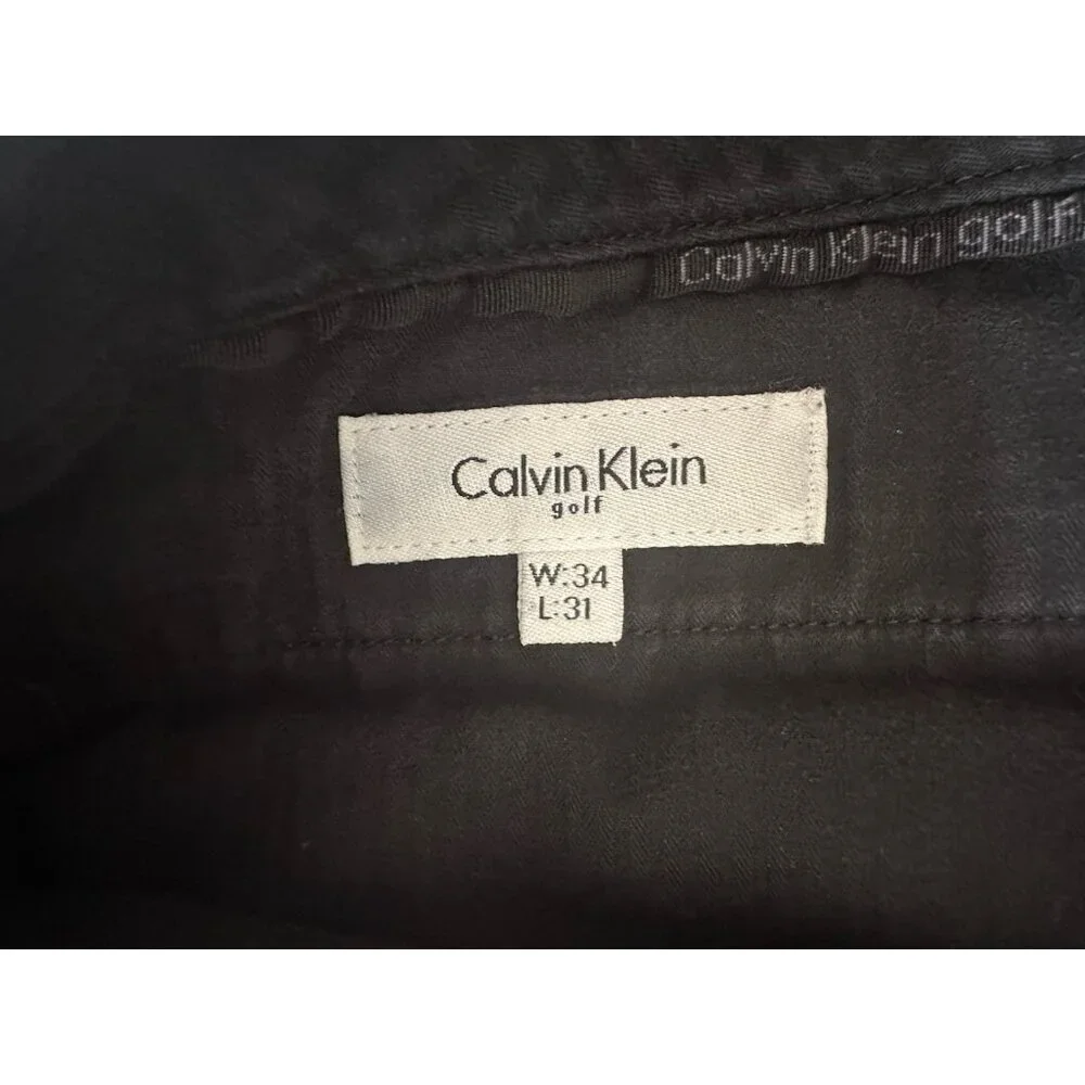 Calvin Klein Golf Men's Size 34x31 Pants Chino Dress Gray‎ Light Checker Preppy